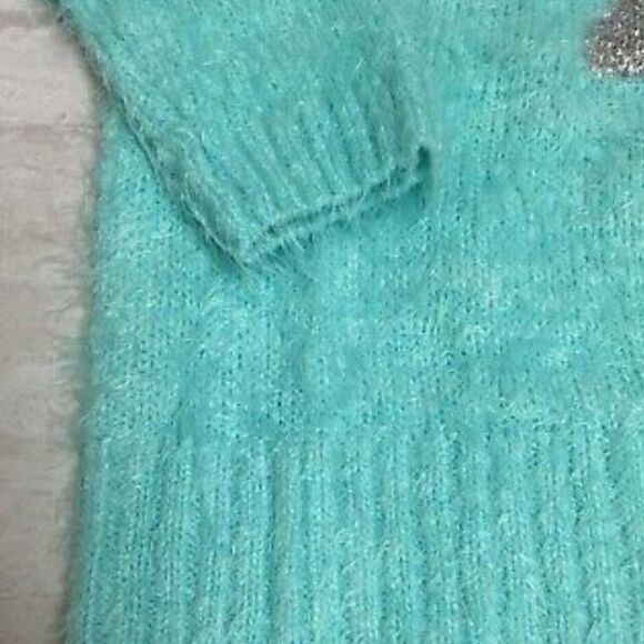 NWT Cat & Jack Toddler Girls’ Unicorn Pullover Sweater Mint / Aqua / Silver - Picture 5 of 5